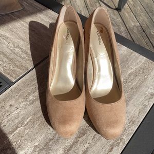 X-APPEAL Beige/Tan Platform Stiletto Heels. Padded insole, grip bottom soles.